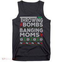 Ugly Christmas Sweater Football Throwing Bombs Banging Moms Tank Top thumb 0
