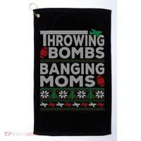 Ugly Christmas Sweater Football Throwing Bombs Banging Moms Golf Towel thumb 0