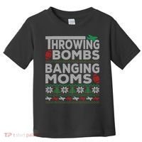 Ugly Christmas Sweater Football Throwing Bombs Banging Moms Toddler T-Shirt thumb 0