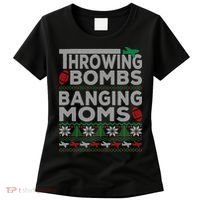 Ugly Christmas Sweater Football Throwing Bombs Banging Moms Women's T-Shirt thumb 0