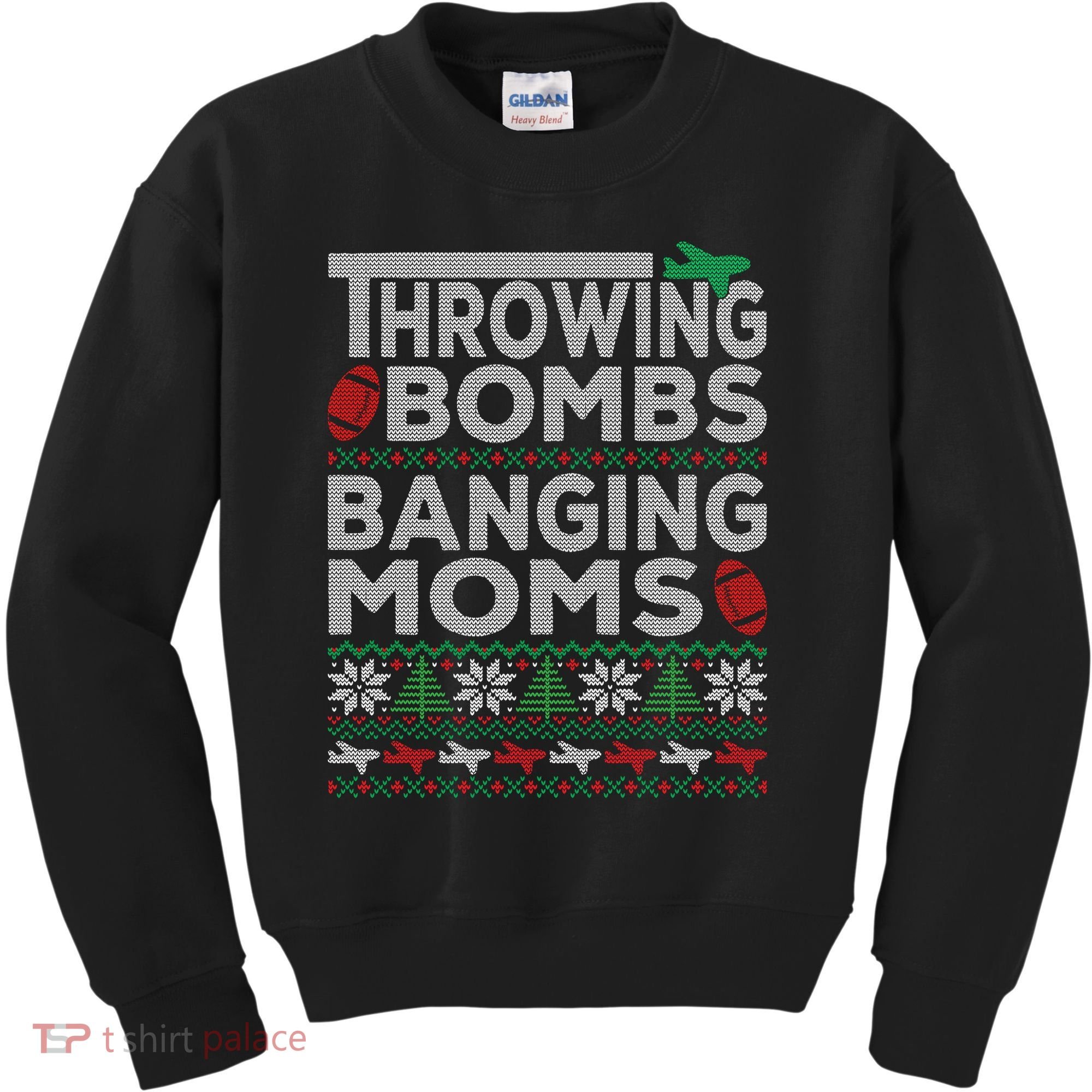 Ugly Christmas Sweater Football Throwing Bombs Banging Moms Kids Sweatshirt