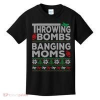 Ugly Christmas Sweater Football Throwing Bombs Banging Moms Kids T-Shirt thumb 0