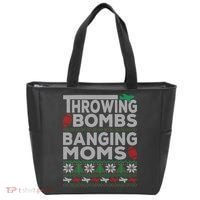 Ugly Christmas Sweater Football Throwing Bombs Banging Moms Tote Bag thumb 0