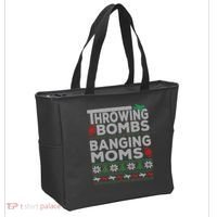 Ugly Christmas Sweater Football Throwing Bombs Banging Moms Tote Bag thumb 2