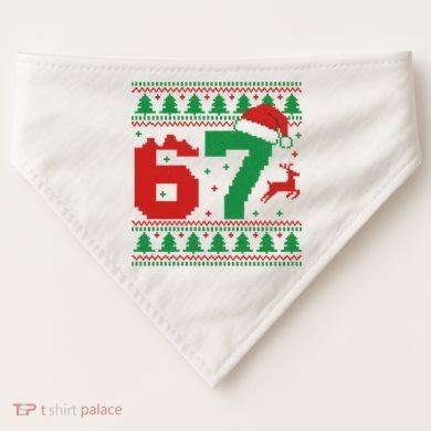 Ugly Christmas Sweater 67 Meme 6-7 USA-Made Doggie Bandana