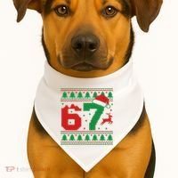 Ugly Christmas Sweater 67 Meme 6-7 USA-Made Doggie Bandana thumb 1