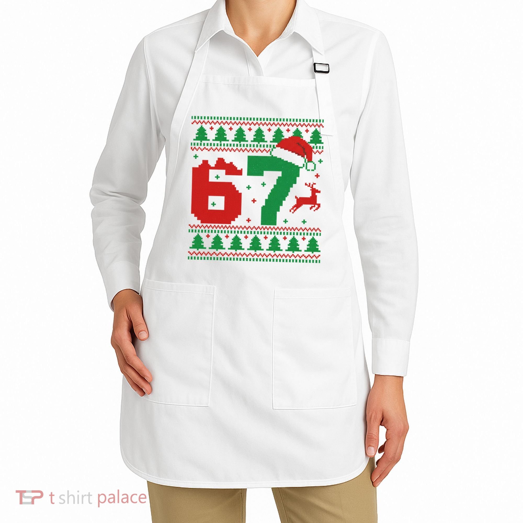 Ugly Christmas Sweater 67 Meme 6-7 Apron