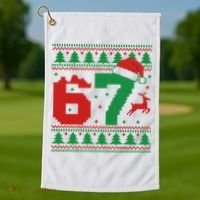 Ugly Christmas Sweater 67 Meme 6-7 Golf Towel thumb 1