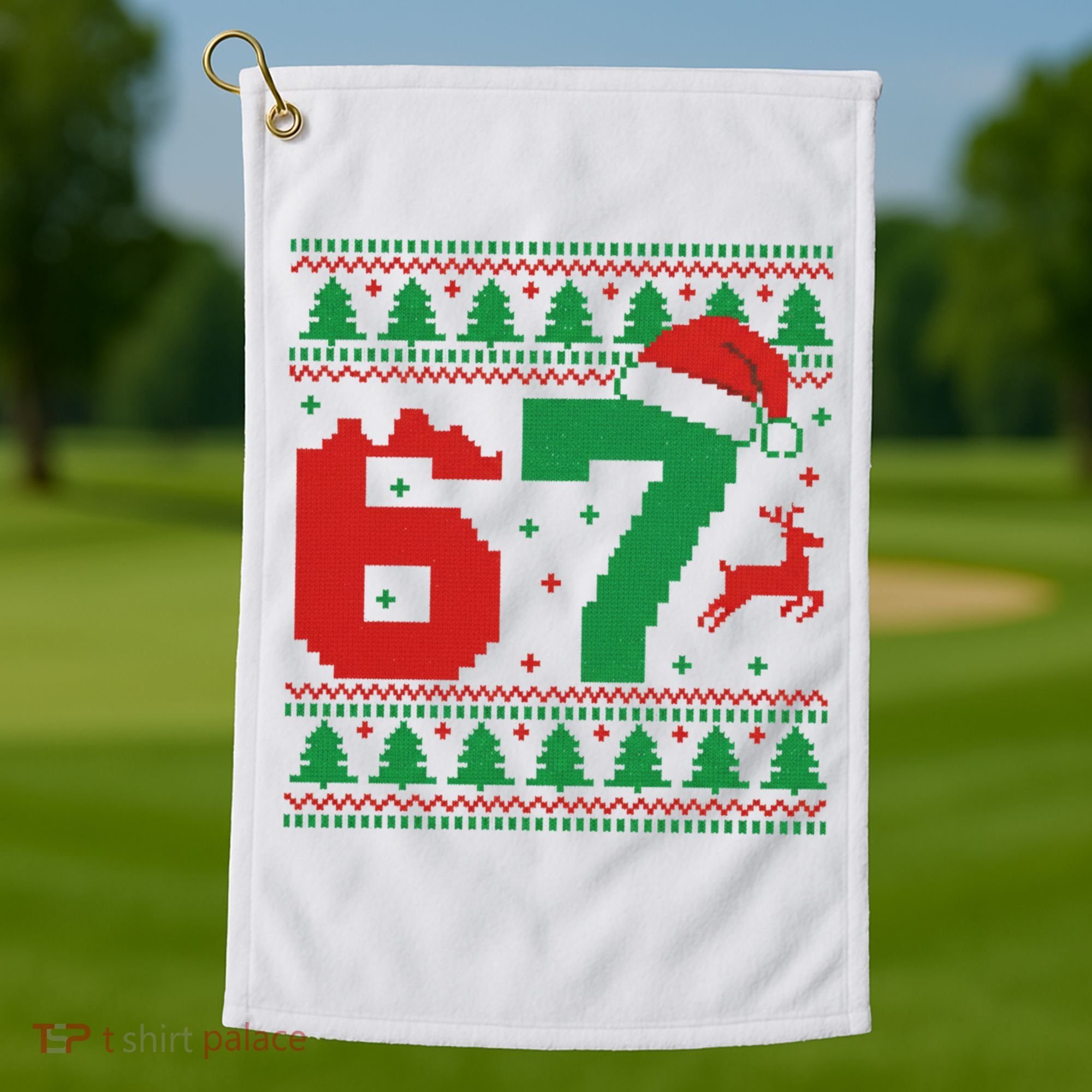 Ugly Christmas Sweater 67 Meme 6-7 Golf Towel