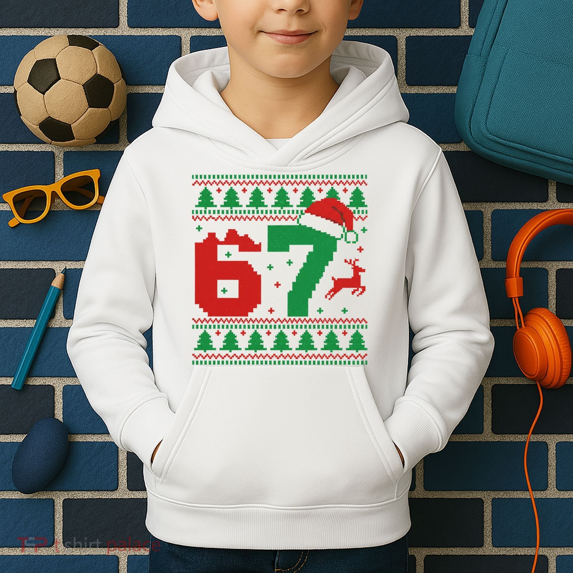 Ugly Christmas Sweater 67 Meme 6-7 Kids Hoodie