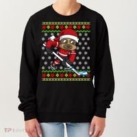 Ugly Christmas Sweater Gift Sloth Hockey Gift Women's Sweatshirt thumb 0