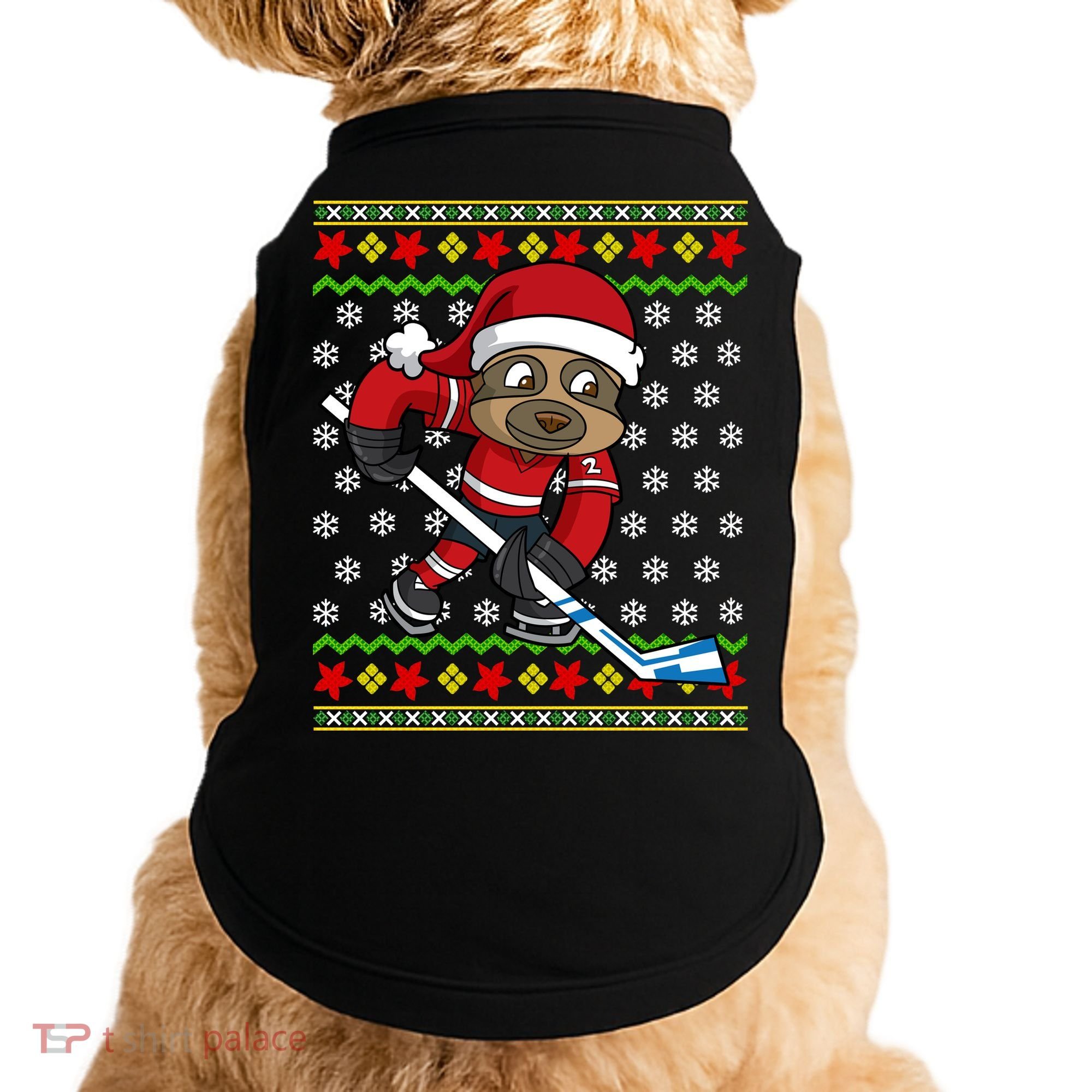 Ugly Christmas Sweater Gift Sloth Hockey Gift Doggie Tank