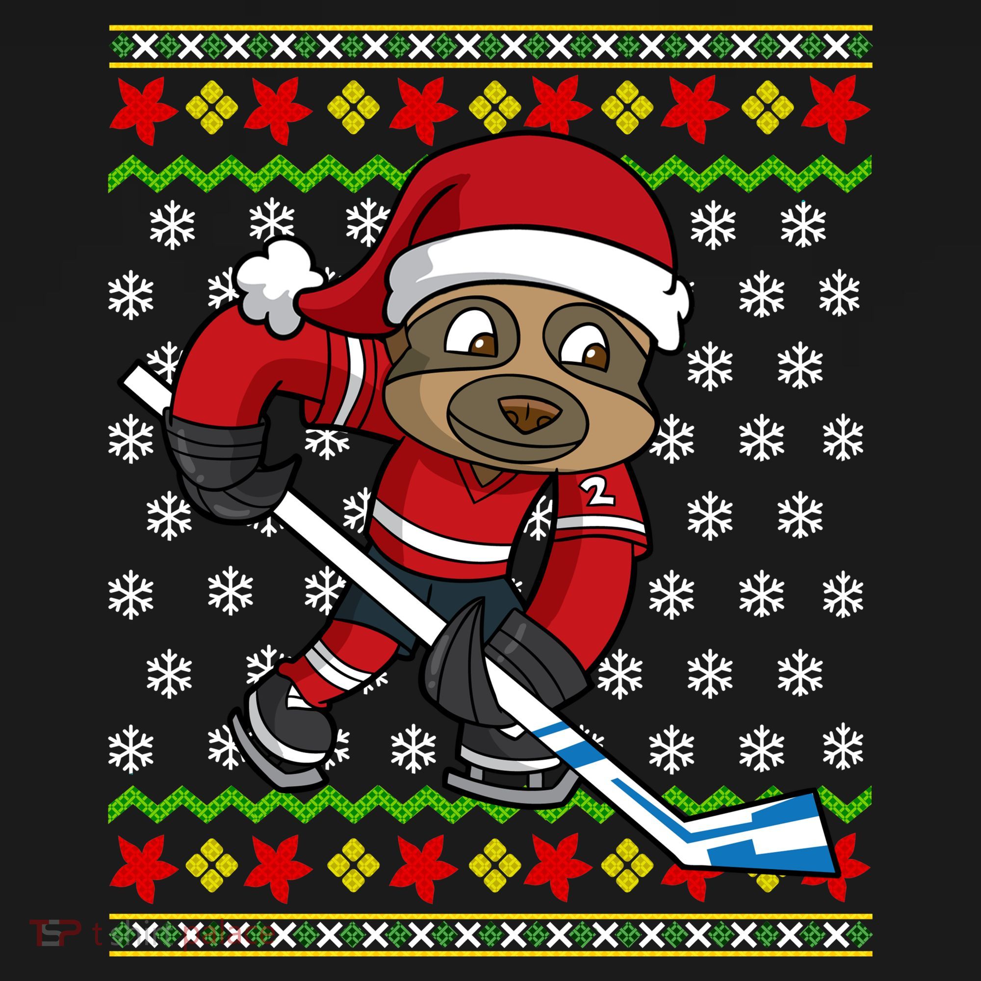 Ugly Christmas Sweater Gift Sloth Hockey Gift Doggie Tank