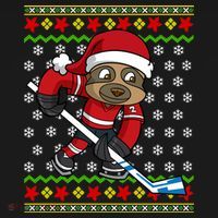Ugly Christmas Sweater Gift Sloth Hockey Gift USA-Made Doggie Bandana thumb 2