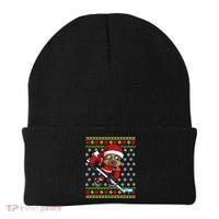 Ugly Christmas Sweater Gift Sloth Hockey Gift Beanie thumb 0