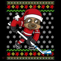 Ugly Christmas Sweater Gift Sloth Hockey Gift Women's Hoodie thumb 2