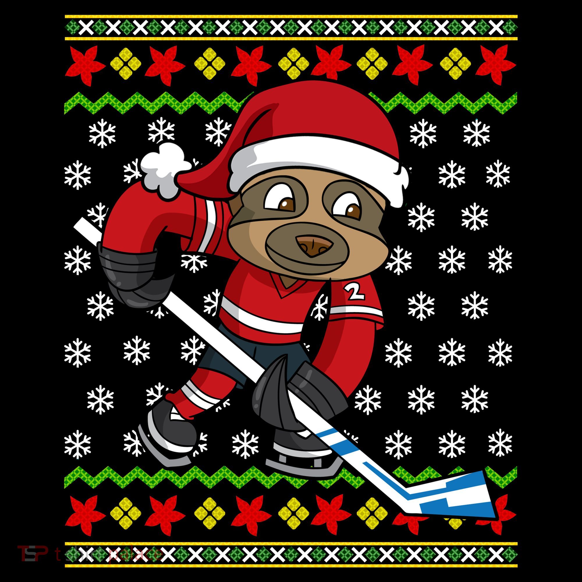 Ugly Christmas Sweater Gift Sloth Hockey Gift Women's Hoodie