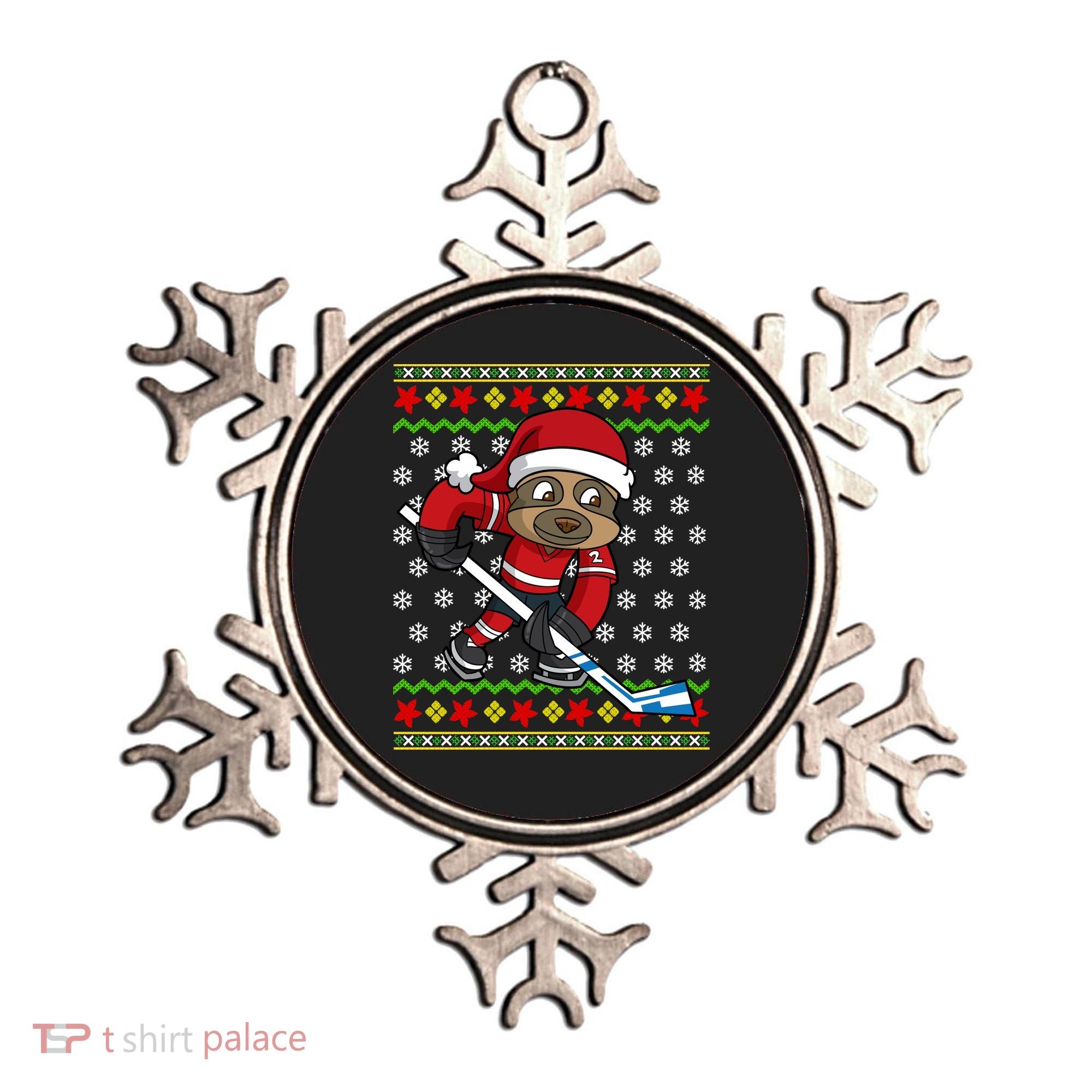 Ugly Christmas Sweater Gift Sloth Hockey Gift Ornament