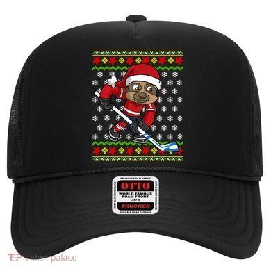 Ugly Christmas Sweater Gift Sloth Hockey Gift Hat