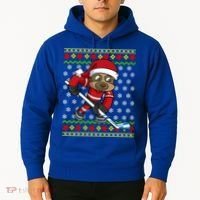 Ugly Christmas Sweater Gift Sloth Hockey Gift Hoodie thumb 2
