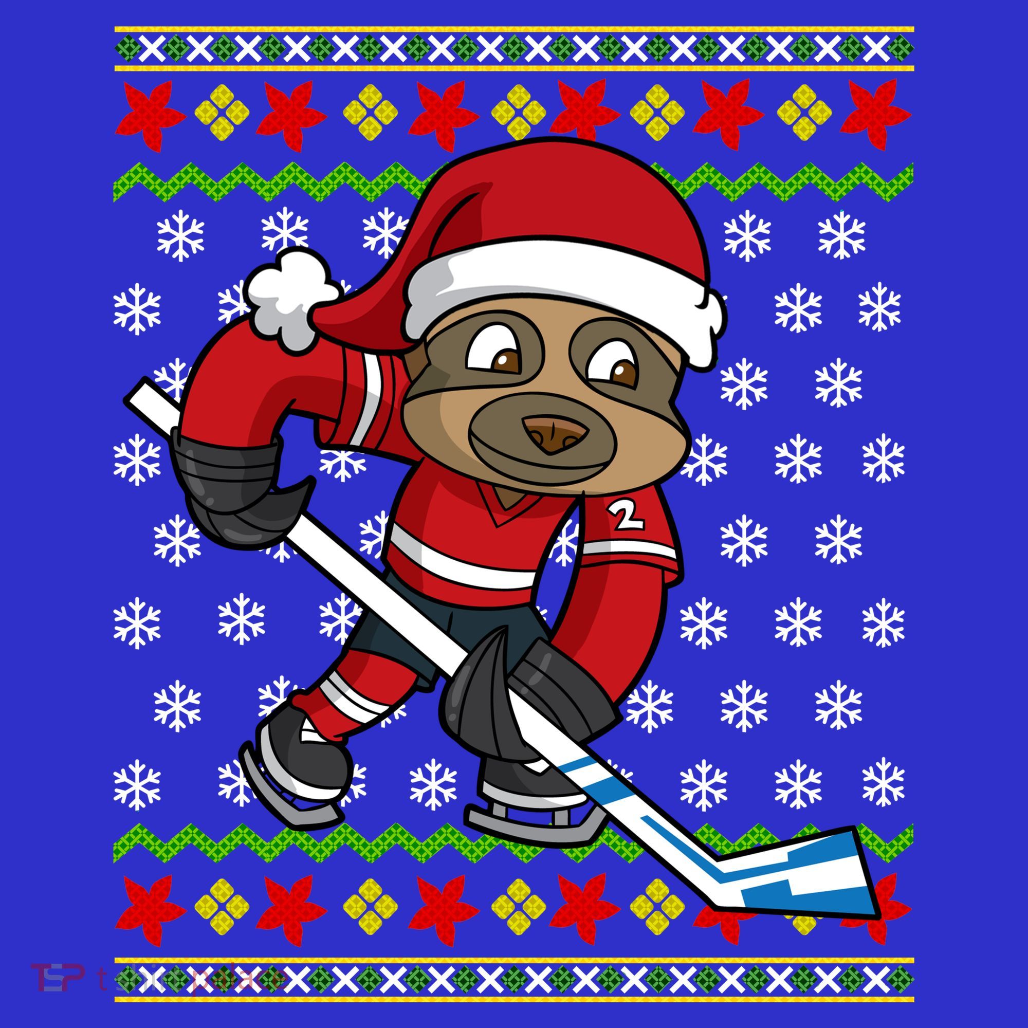 Ugly Christmas Sweater Gift Sloth Hockey Gift Long Sleeve Shirt