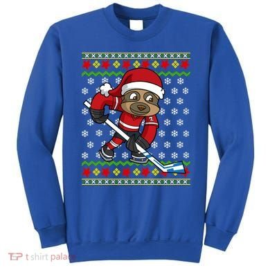 Ugly Christmas Sweater Gift Sloth Hockey Gift Sweatshirt