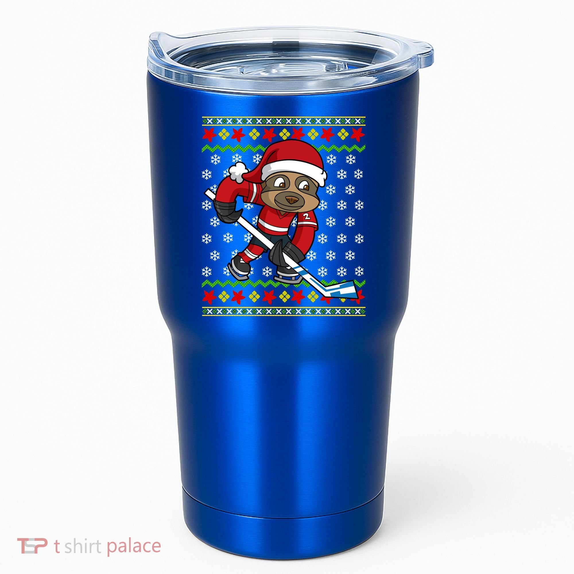 Ugly Christmas Sweater Gift Sloth Hockey Gift Tumbler