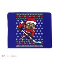 Ugly Christmas Sweater Gift Sloth Hockey Gift Mousepad thumb 0