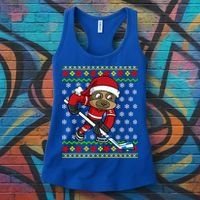 Ugly Christmas Sweater Gift Sloth Hockey Gift Women's Tank Top thumb 3