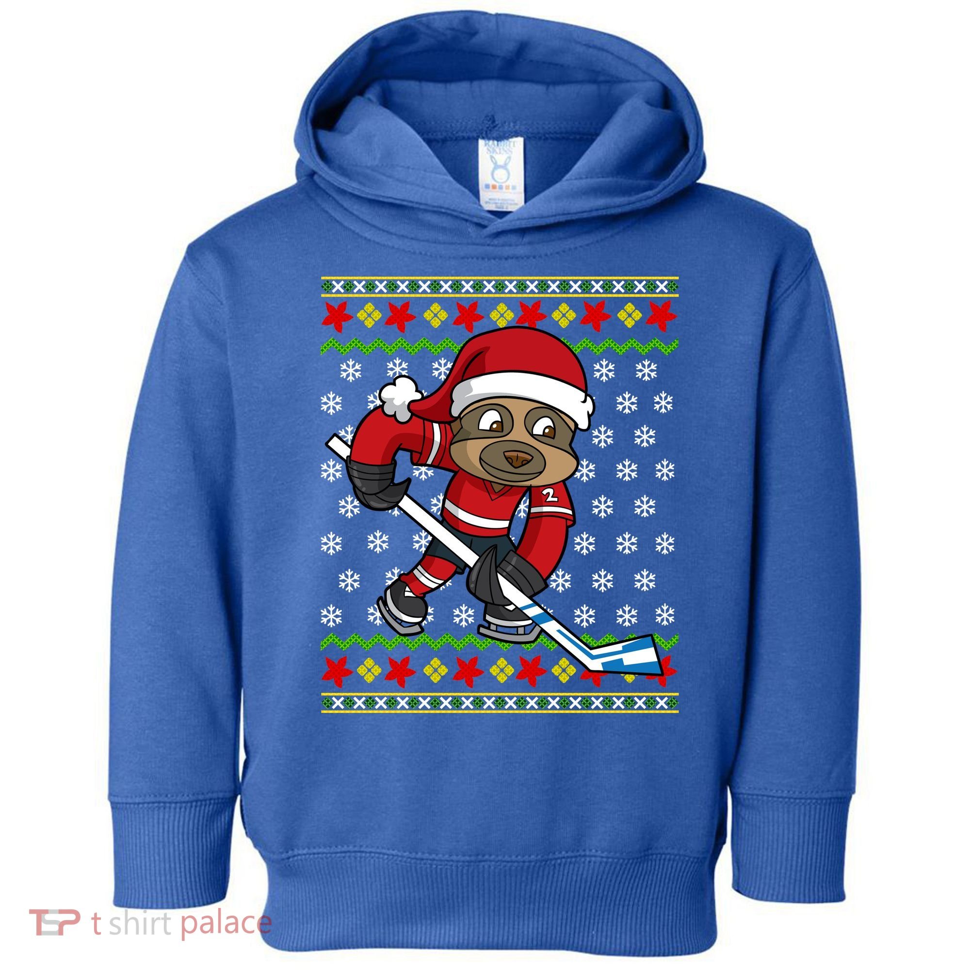 Ugly Christmas Sweater Gift Sloth Hockey Gift Toddler Hoodie