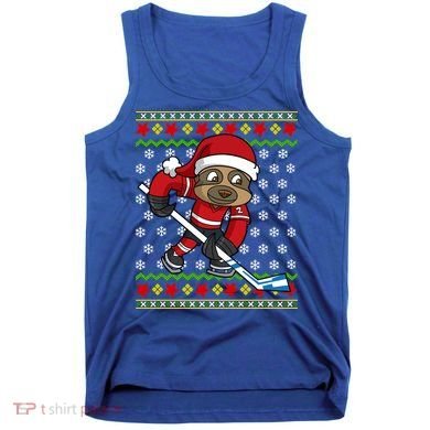 Ugly Christmas Sweater Gift Sloth Hockey Gift Tank Top