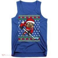 Ugly Christmas Sweater Gift Sloth Hockey Gift Tank Top thumb 0