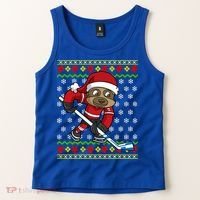 Ugly Christmas Sweater Gift Sloth Hockey Gift Tank Top thumb 2
