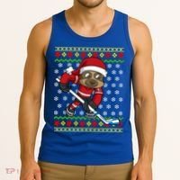 Ugly Christmas Sweater Gift Sloth Hockey Gift Tank Top thumb 3