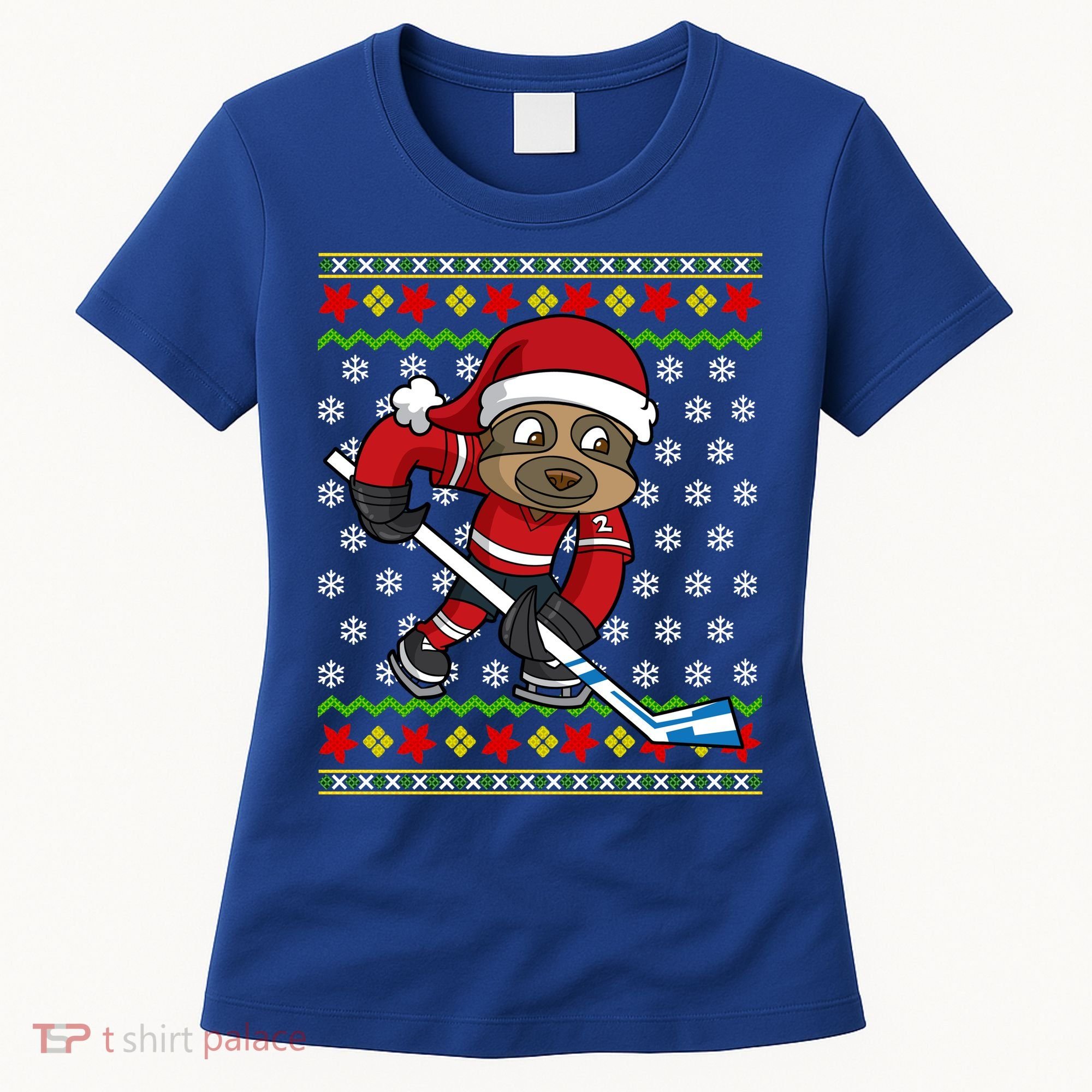 Ugly Christmas Sweater Gift Sloth Hockey Gift Women's T-Shirt