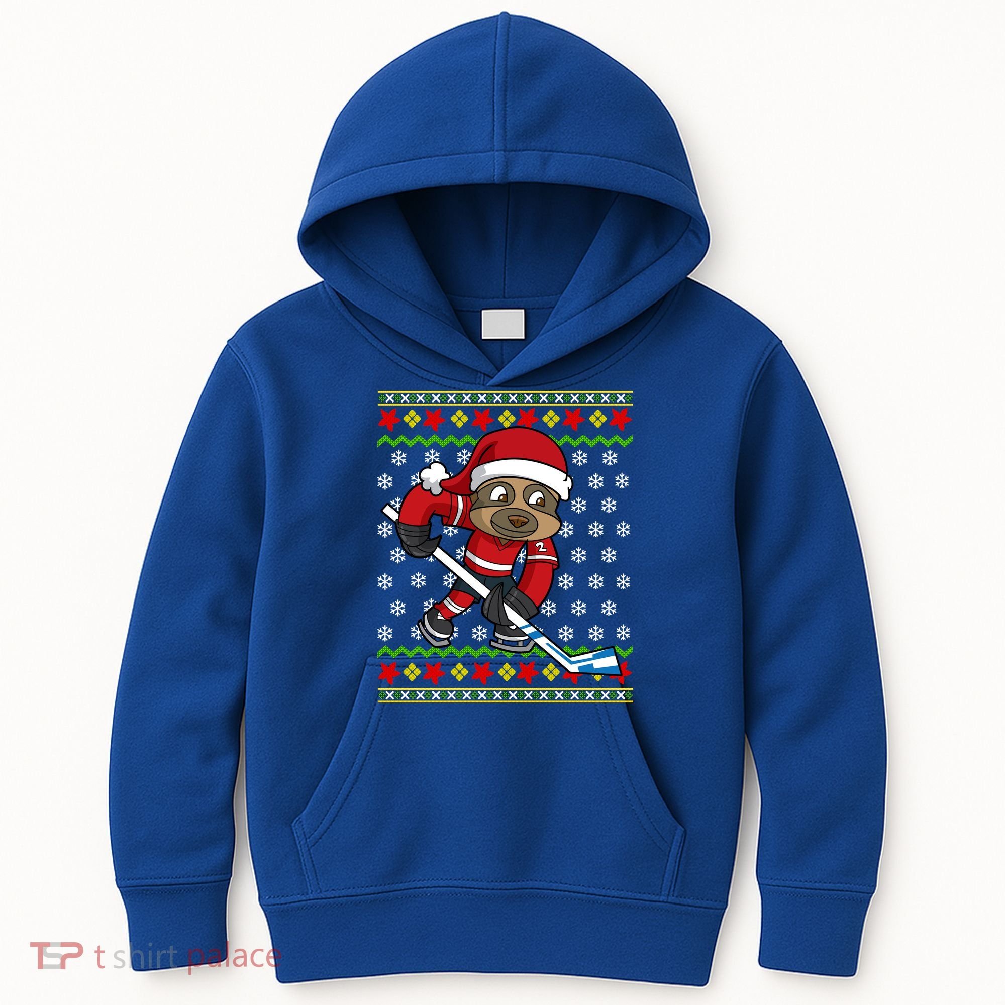 Ugly Christmas Sweater Gift Sloth Hockey Gift Kids Hoodie
