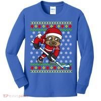 Ugly Christmas Sweater Gift Sloth Hockey Gift Kids Long Sleeve Shirt thumb 0