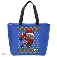 Ugly Christmas Sweater Gift Sloth Hockey Gift Tote Bag thumb 0