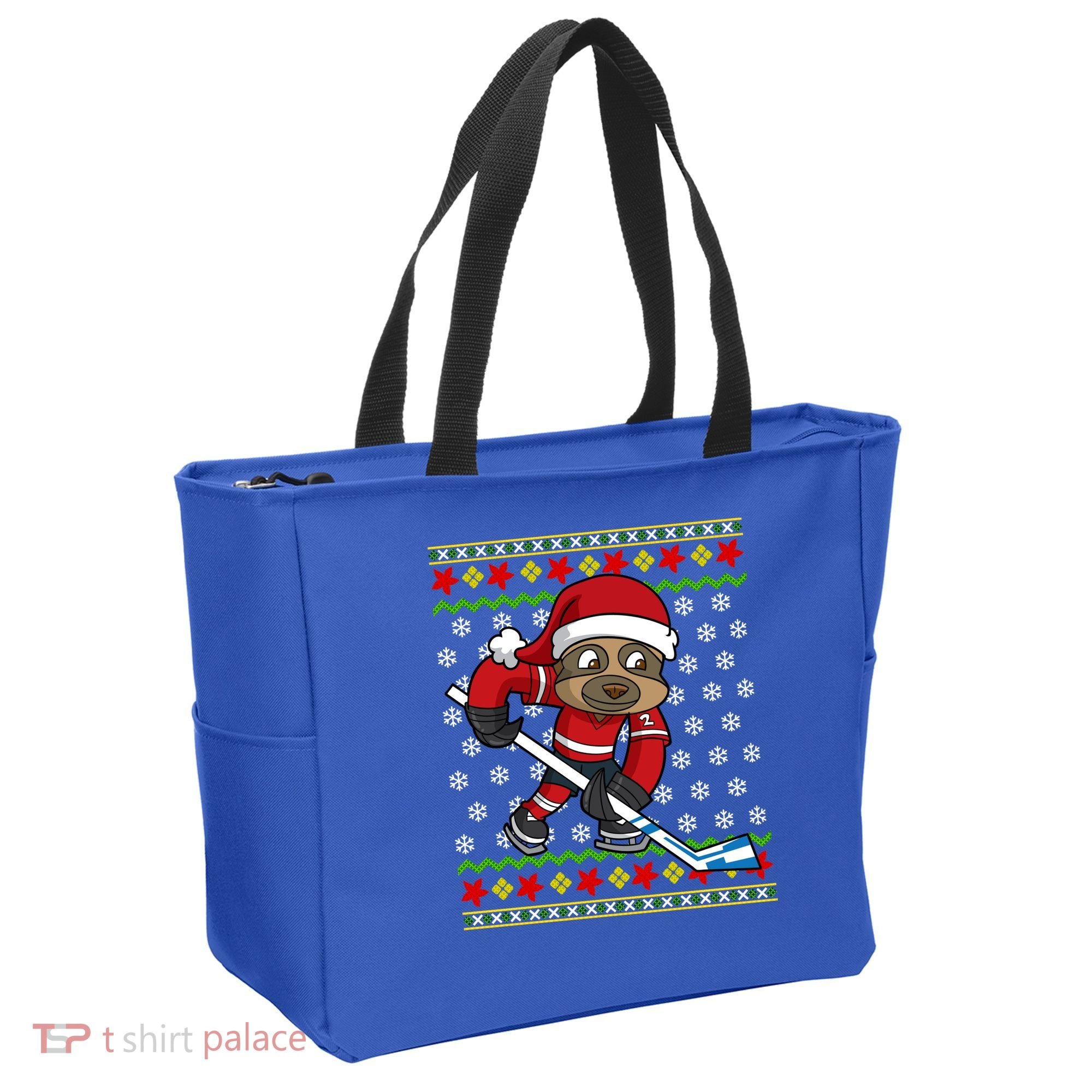 Ugly Christmas Sweater Gift Sloth Hockey Gift Tote Bag