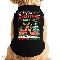 Ugly Christmas Sweater Reindeer Contest Winner Holiday Doggie Tank thumb 0