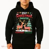 Ugly Christmas Sweater Reindeer Contest Winner Holiday Hoodie thumb 2