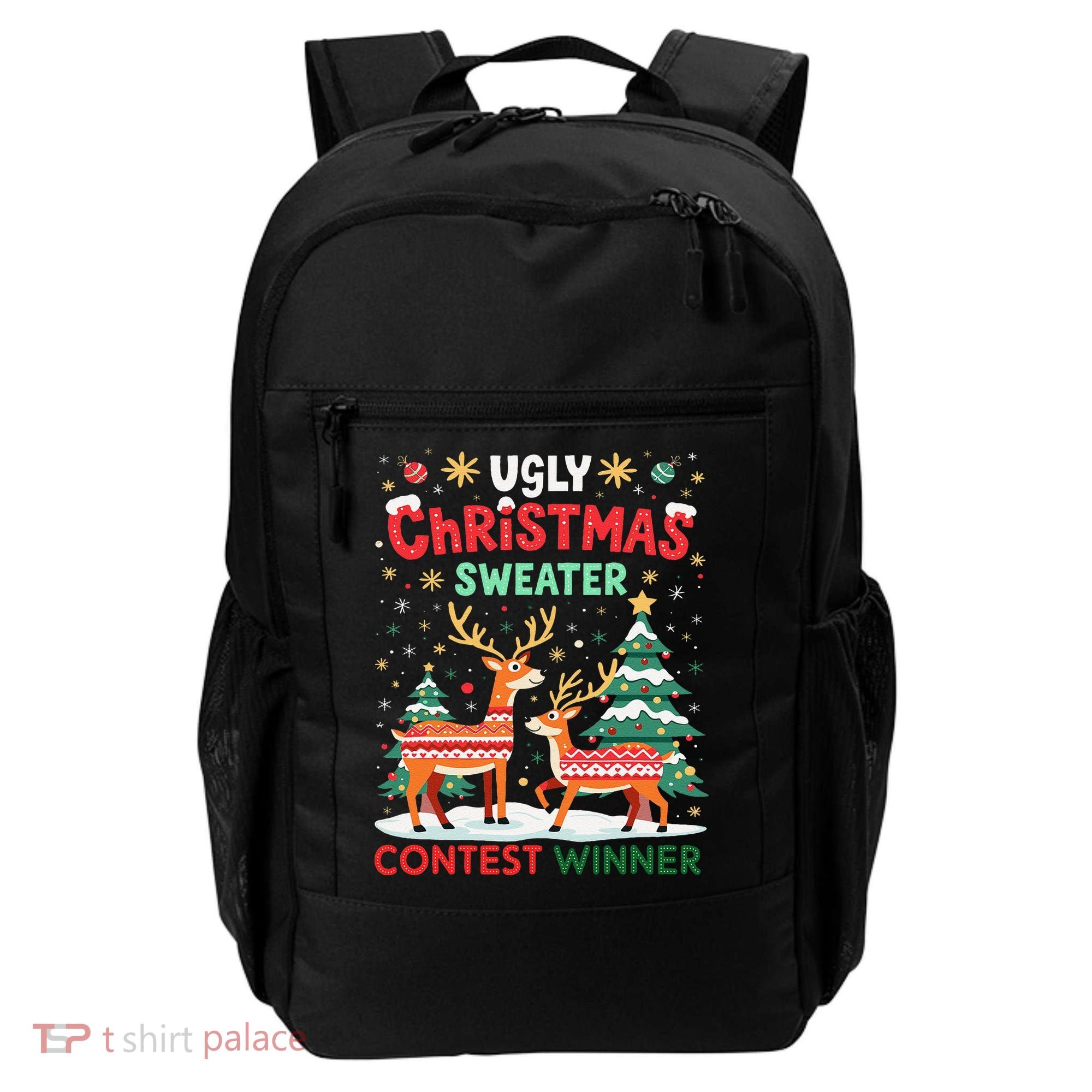 Ugly Christmas Sweater Reindeer Contest Winner Holiday Backpack