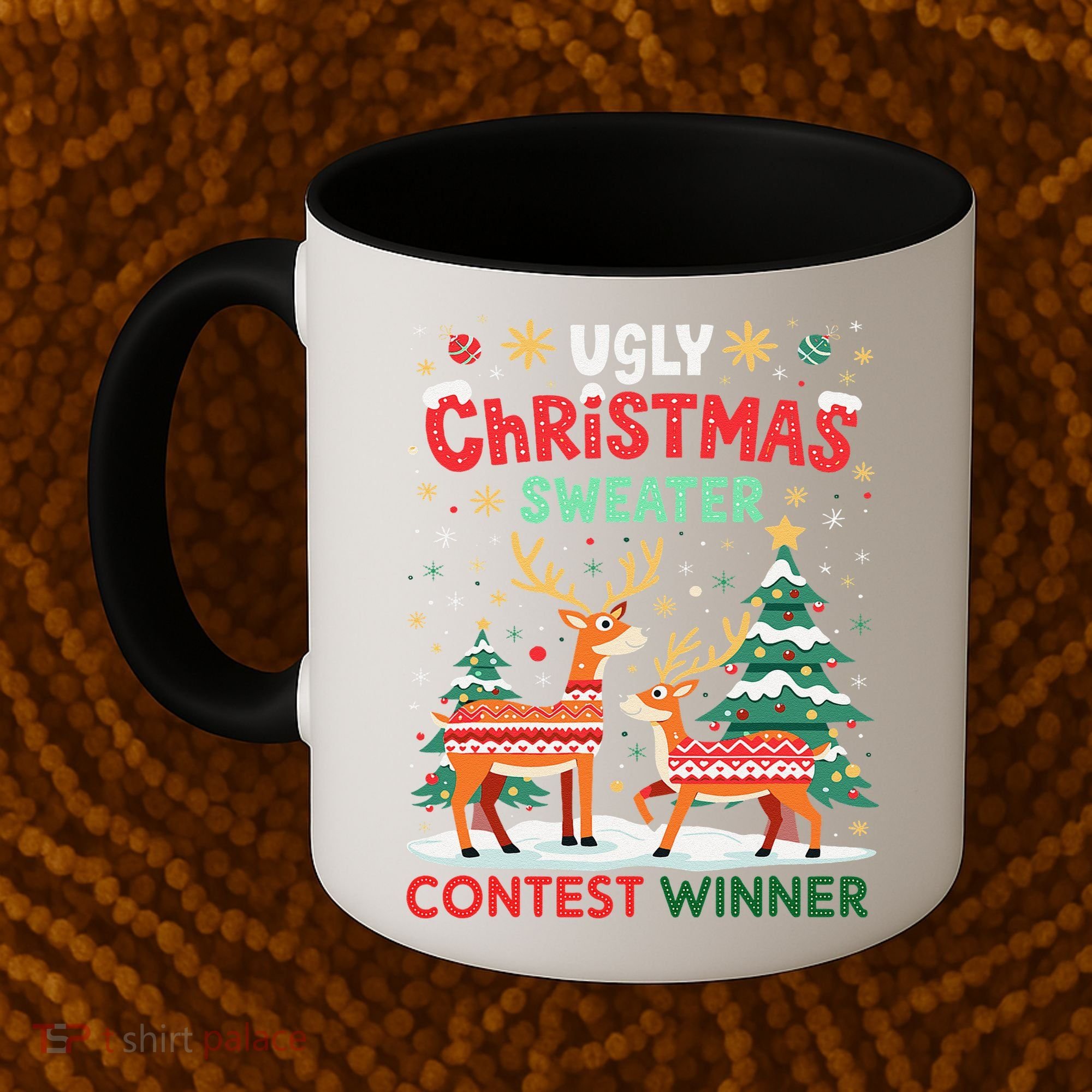 Ugly Christmas Sweater Reindeer Contest Winner Holiday Coffee Mug