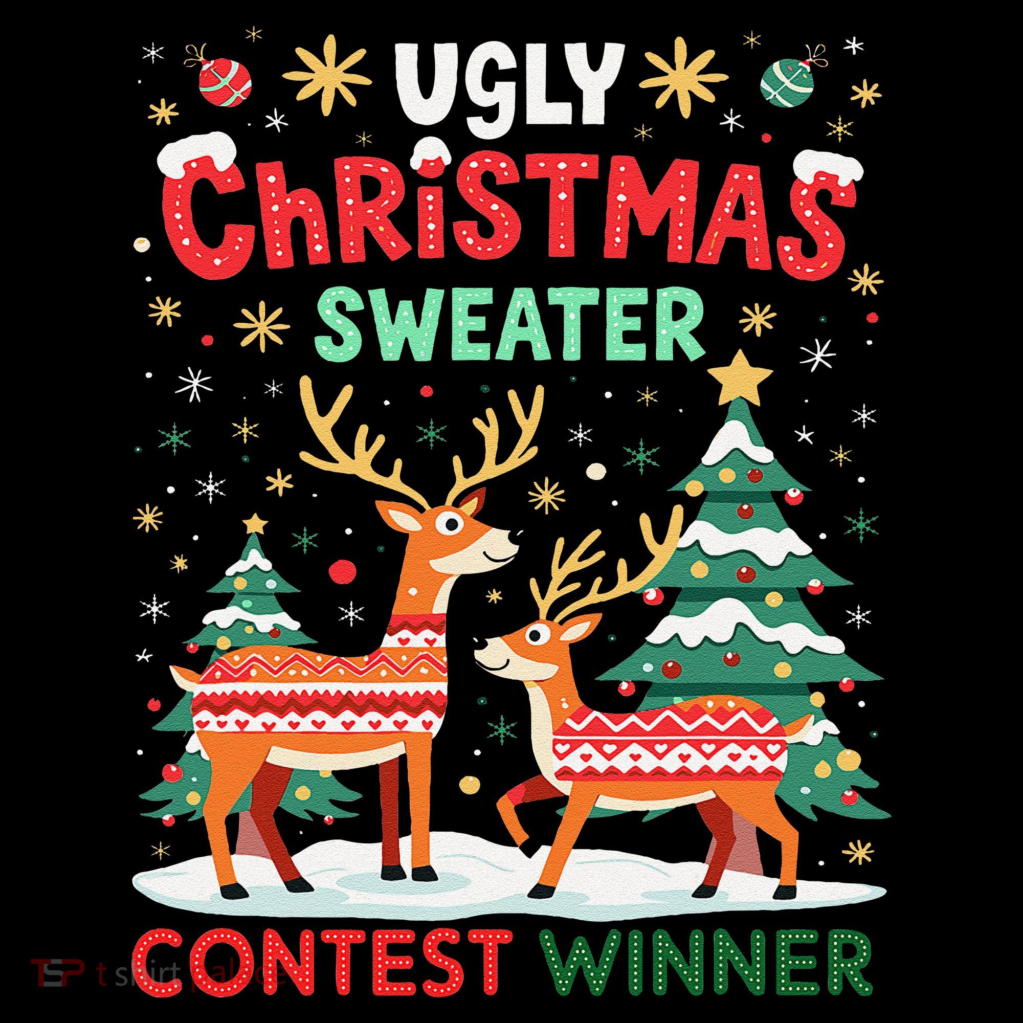 Ugly Christmas Sweater Reindeer Contest Winner Holiday Coffee Mug
