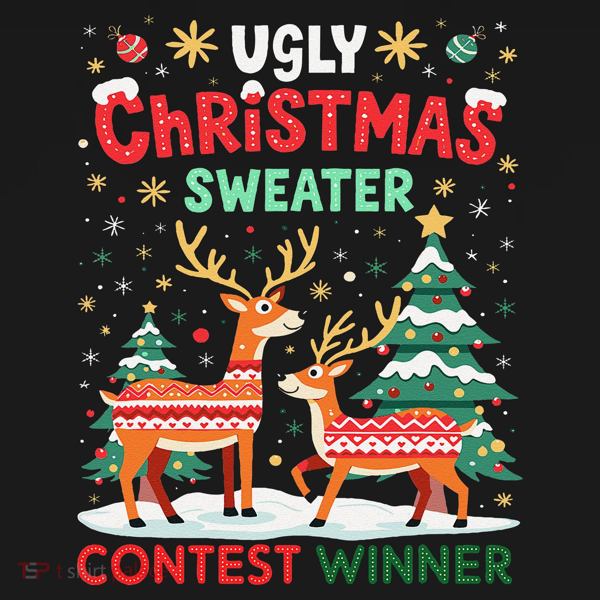 Ugly Christmas Sweater Reindeer Contest Winner Holiday Women's Tank Top