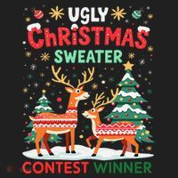 Ugly Christmas Sweater Reindeer Contest Winner Holiday Hat thumb 2