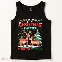 Ugly Christmas Sweater Reindeer Contest Winner Holiday Tank Top thumb 2