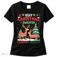 Ugly Christmas Sweater Reindeer Contest Winner Holiday Women's T-Shirt thumb 0