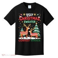 Ugly Christmas Sweater Reindeer Contest Winner Holiday Kids T-Shirt thumb 0