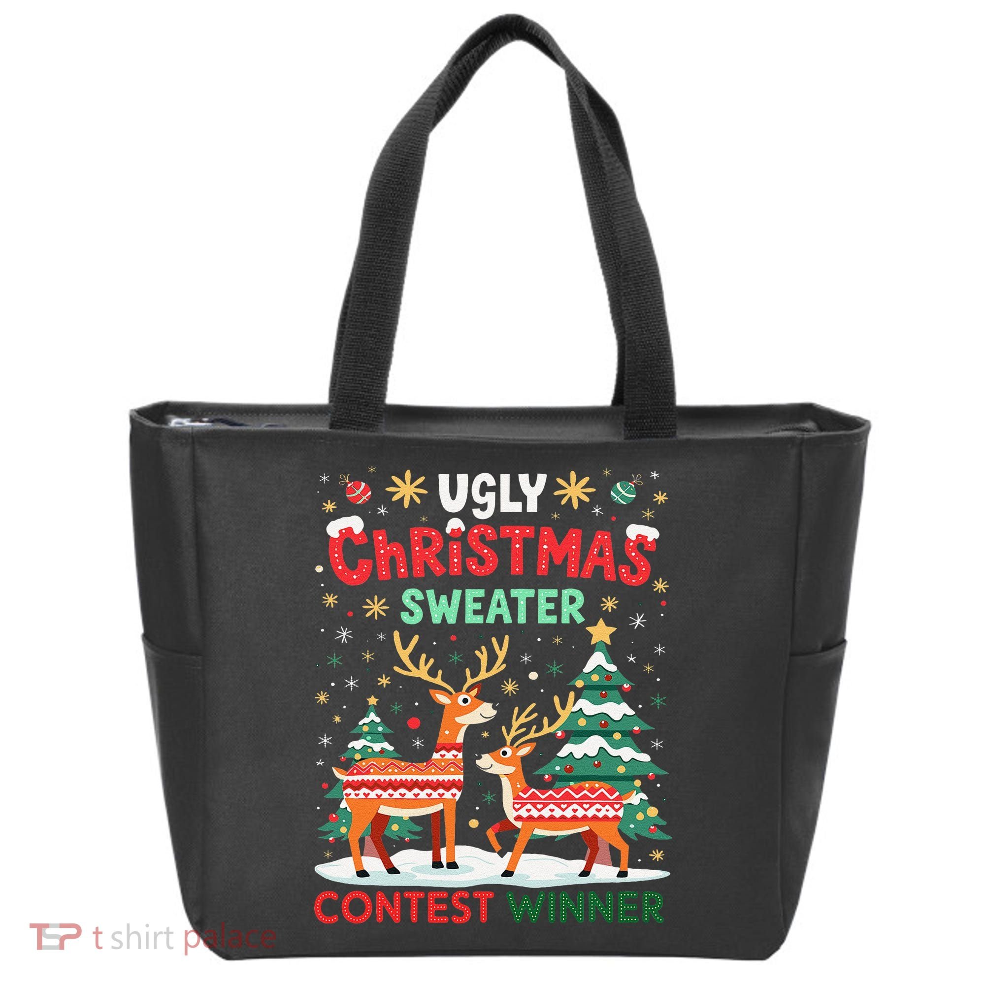 Ugly Christmas Sweater Reindeer Contest Winner Holiday Tote Bag